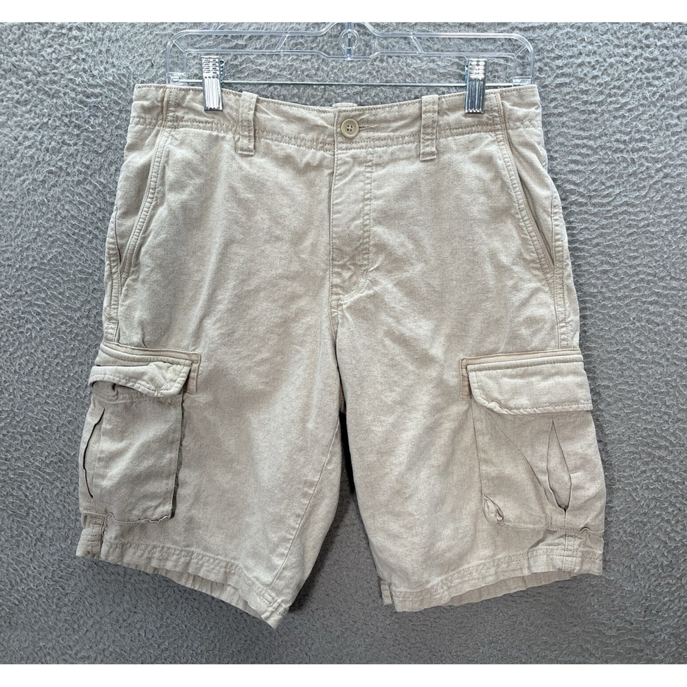 Marc Anthony Shorts Mens 30‎ Tan Linen Blend Cargo Preppy Nautical Beach Coastal